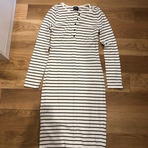 Black and white striped knit dress